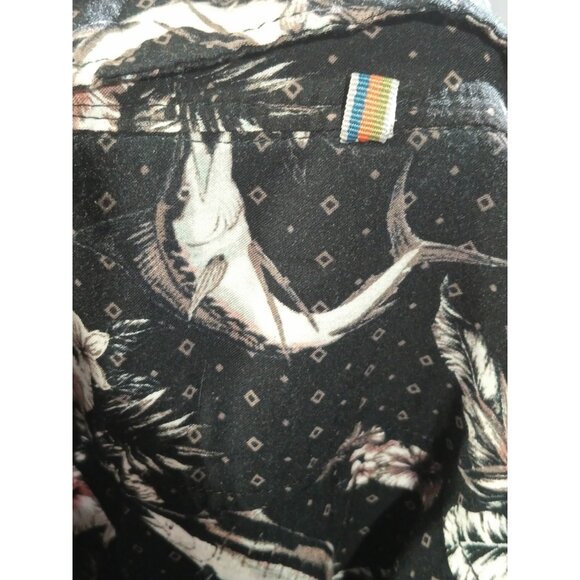 Margaritaville Shirt Men's Large Hawaiian Floral Marlins Button Up Beach Black - Picture 5 of 6